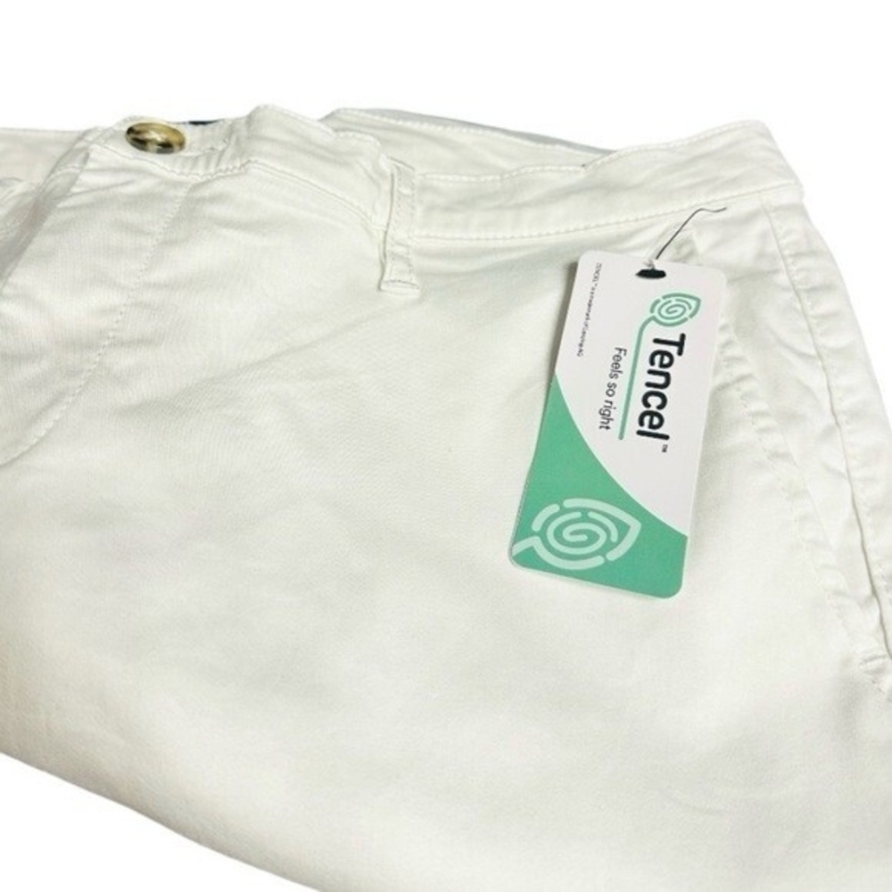 Nautica Womens White Tencel Ankle Trousers S 34 Mid Rise Fitted Cotton Blend NWT - Picture 6 of 8